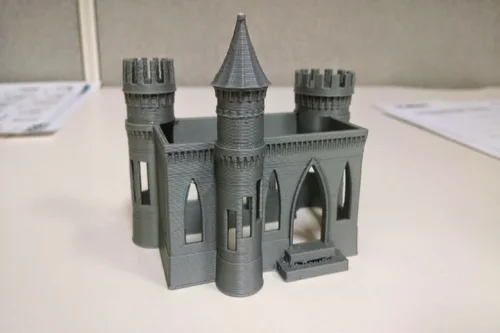 Castle model designed in SolidWorks. 1/50th scale model printed on regular 3D printer.